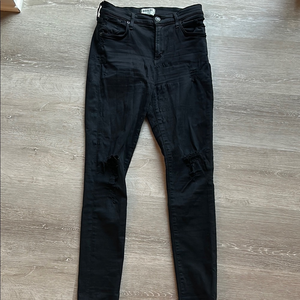 Agolde Black Distressed Skinny Jeans